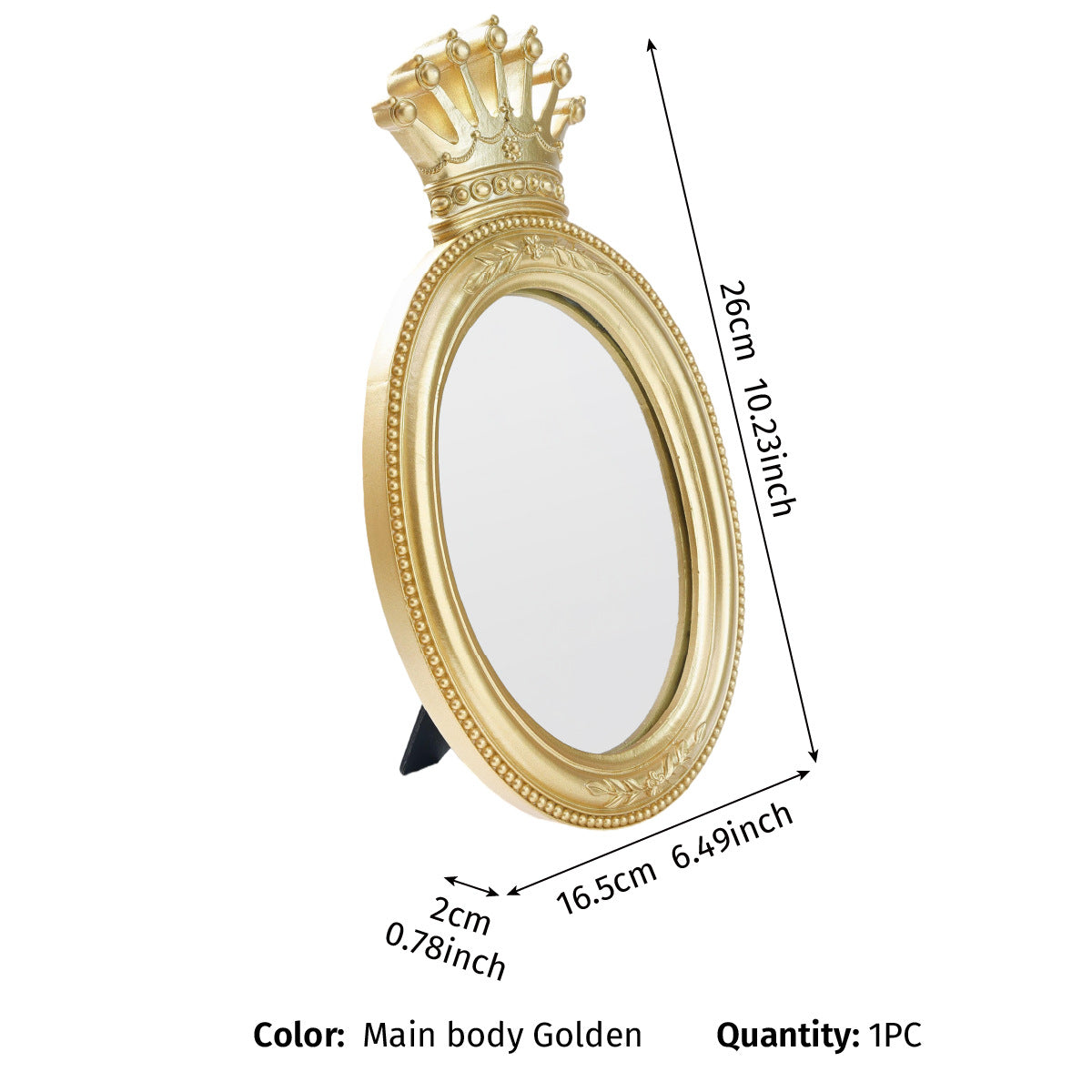 Golden Crown Oval Makeup Mirror
