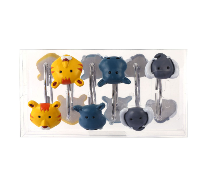 Resin tiger elephant hippopotamus decorative shower curtain hook