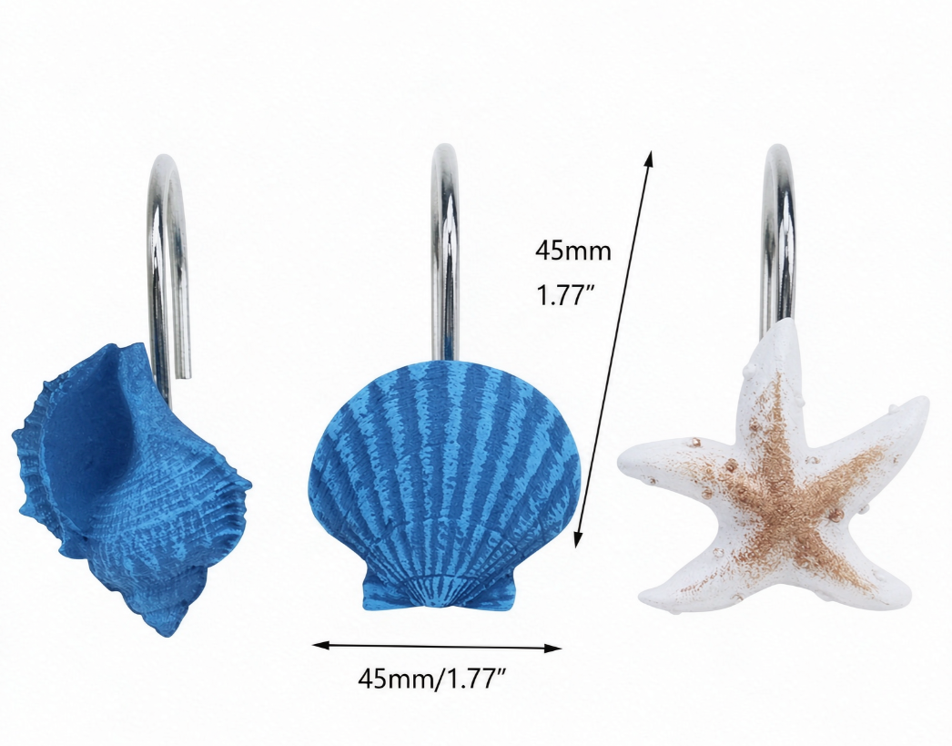 Resin starfish conch shell shower curtain hook double