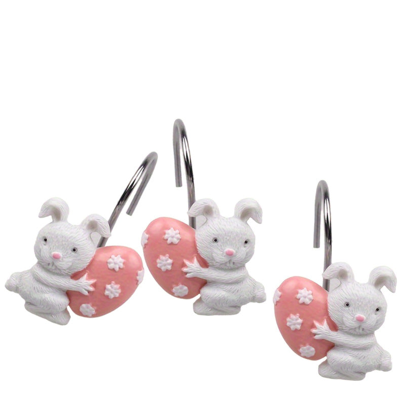 Easter Hand-Painted Resin Cute Egg & Rabbit Bath Curtain Hook