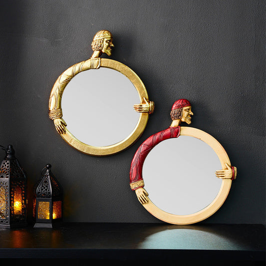 Circular decorative hanging mirror