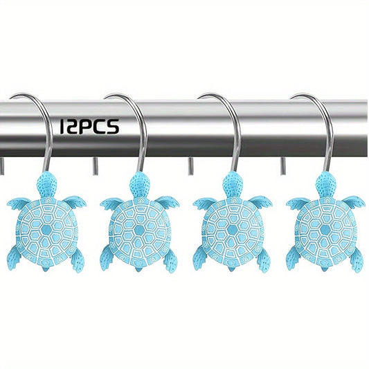 Blue Turtle-Shaped No-Drill Stainless Steel Resin Hook for Shower Curtain