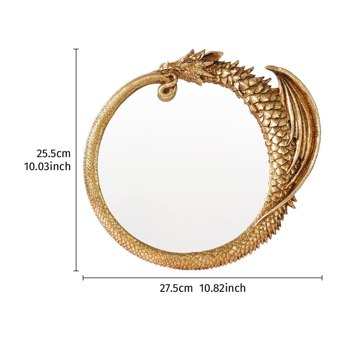 Dragon shaped three-dimensional relief makeup mirror