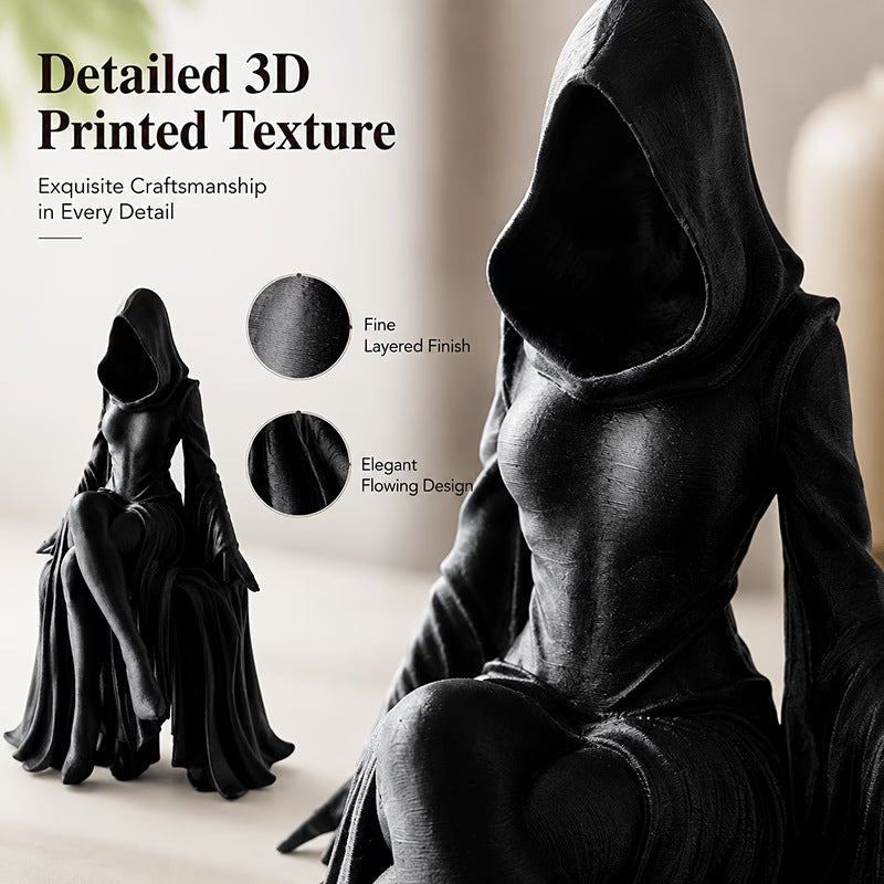 Dark Gothic Lady Reaper Sitting Pose Desktop Statue Figurine