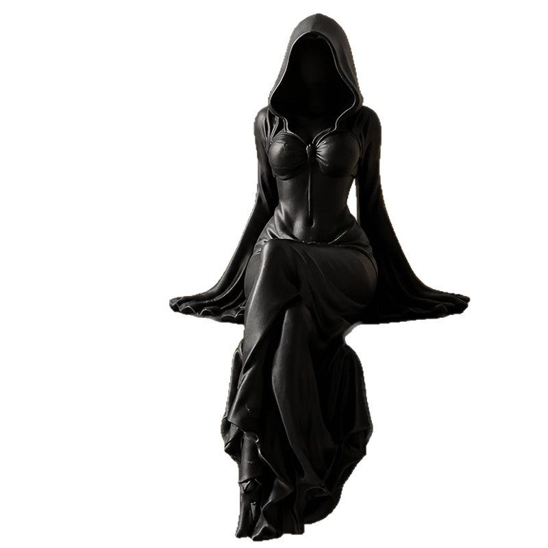 Dark Gothic Lady Reaper Sitting Pose Desktop Statue Figurine