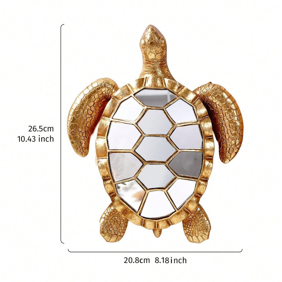 Golden resin turtle statue mirror glass decoration