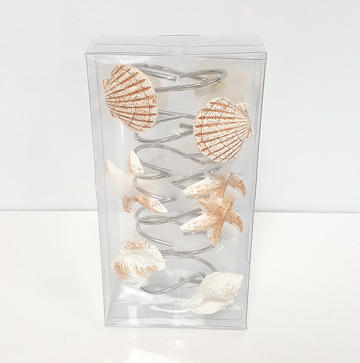 Resin starfish conch shell shower curtain hook double