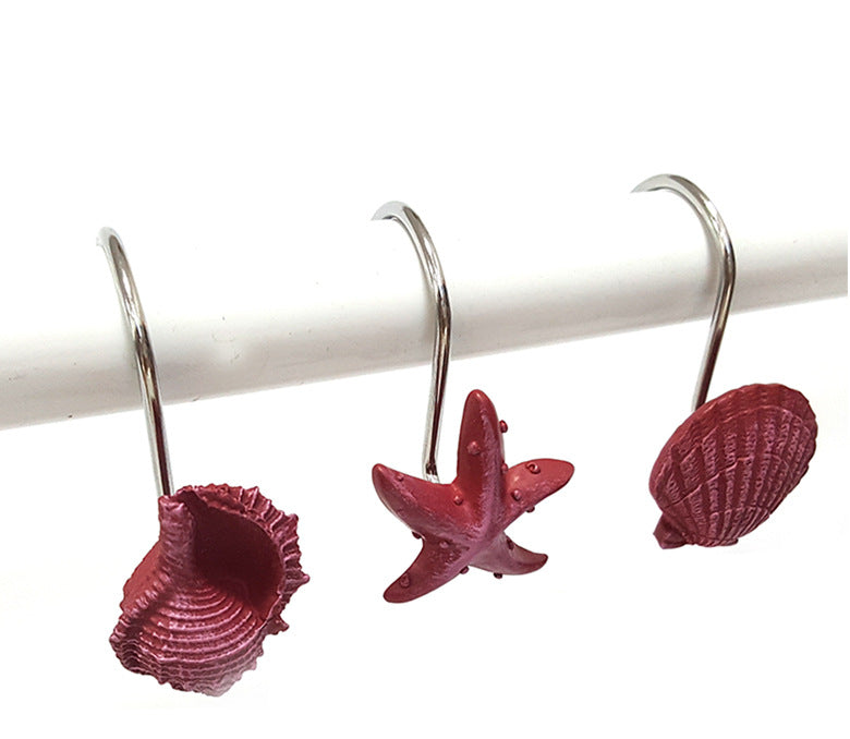 Sea shell starfish resin shower curtain hook